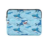 Playful Sharks Blue Case Laptop, Waterproof 13 in Laptop Sleeve for Women
