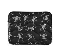 Playful Skeletons Dancing Black Computer Cases for Laptops, Protective Padded Laptop Cover 15.6 Inch for Women