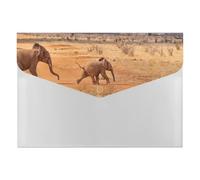 Playful Tan Elephant Pair Multi-Pocket File Organizer, Expanding Accordion Folder for Portable Document Storage