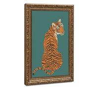 Playful Tiger Against A Green Jungle Background - Wildlife Home Decor Canvas Poster Wall Art Decor Print Picture Paintings for Living Room Bedroom Decoration 12" L X 18" W