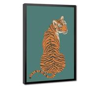 Playful Tiger Against A Green Jungle Background - Wildlife Home Decor Canvas Poster Wall Art Decor Print Picture Paintings for Living Room Bedroom Decoration 24" L X 36" W