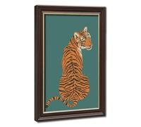 Playful Tiger Against A Green Jungle Background - Wildlife Home Decor Canvas Poster Wall Art Decor Print Picture Paintings for Living Room Bedroom Decoration 20" L X 30" W