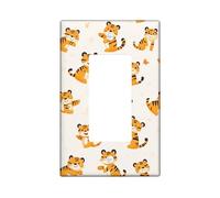 Playful Tiger Light Switch Cover Plate/Outlet Covers, Orange Animal Design for Kids' Room Decor, Thermoplastic Wall Plates, Standard Size Single Rocker