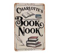 Playful typography wall art featuring Book Nook Great Library And English Classroom Metal Tin Sign Study Library Decor Perfect For Hanging In School Office 8x12 inch metal sign for living room wall