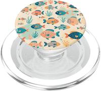 Playful Underwater Fish Ocean Marine Illustration Design PopSockets PopGrip for MagSafe