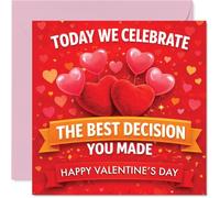Playful Valentine's Day Card - Let's Toast Your Top Choice - Vibrant Hearts and Balloons in Bold Reds and Pinks - A Cheeky Nod to Winning at Love - 145mm Square, Envelope Included