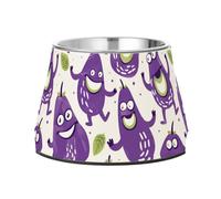 Playful Vegetable Monsters Mauve Dogs Feeding Bowls Elevated Stainless Steel Pets Dish Bowl for Medium Dogs Whisker Relief