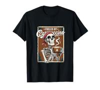 Playful Vintage Skeleton Fueled by Cappuccino Retro Design T-Shirt
