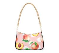 Playful Watercolor Peaches Pink Retro Formal Purse Hobo Women Clutch Handbag Printed Lady One Shoulder Bag Zipper Closure