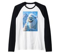 Playful Yeti Eating Giant Icicle ice Cream Winter Snow Raglan Baseball Tee