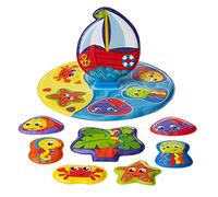 Playgro Bath Puzzle, 9 Pieces, With colourful animal designs, From 6 Months, BPA-free, Size: 25 x 25 cm, Floaty Boat Bath Puzzle, Multicoloured, 40172