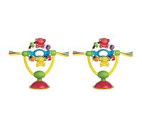 Playgro Rotating rattle with suction foot, For tables and high chairs, BPA From 6 Months, High Chair Spinning Toy, Yellow/Red, 40121 (Pack of 2)