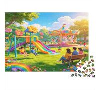 Playground 1000 Piece Jigsaw Puzzle Paper for Adults Sunny Park Scene Family Interaction Home Relaxation Gift 38x26cm/1000pcs
