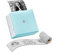 PlayGround® Mini Printer M02 203dpi with Bluetooth and 1 Roll of Labels - Portable Thermal Printer for Smartphone - Ideal for Studies, Notes, Images, Photos and Journals (Mint Green)
