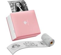 PlayGround® Mini Printer M02 203dpi with Bluetooth and 1 Roll of Labels - Portable Thermal Printer for Smartphone - Ideal for Studies, Notes, Images, Photos and Journals (Bubblegum Pink)