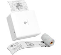 PlayGround® Mini Printer M02 203dpi with Bluetooth and 1 Roll of Labels - Portable Thermal Printer for Smartphone - Ideal for Studies, Notes, Images, Photos and Journals (Pure White)