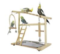 Playground, Wooden Climbing Swing Ladders, with Removable Stainless Steel Bowl and Cup, Wooden Perch, for Chewing, Foraging, Grinding, Training, Cockatiel, Home Cage