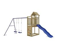 Playhouse Climbing Frame Kids Play with Slide Swings Solid Wood Pine vidaXL