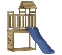 Playhouse Climbing Frame Play Frame with Slide Rockwall Solid Wood Pine vidaXL
