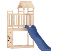 Playhouse Climbing Frame Play Frame with Slide Rockwall Solid Wood Pine vidaXL