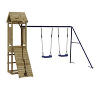 Playhouse Climbing Frame with Climbing Wall Swings Kids Solid Wood Pine vidaXL
