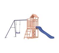 Playhouse Climbing Frame with Slide Swing Rockwall Kids Solid Wood Pine vidaXL