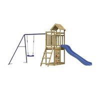 Playhouse Climbing Frame with Slide Swing Rockwall Kids Solid Wood Pine vidaXL