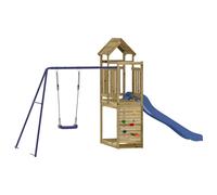 Playhouse Outdoor Climbing Frame Patio with Slide Swing Solid Wood Pine vidaXL