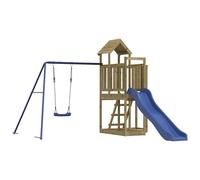 Playhouse Outdoor Climbing Frame Patio with Slide Swing Solid Wood Pine vidaXL