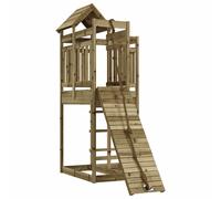 Playhouse Playset with Climbing Wall Outdoor Play Tower Solid Wood vidaXL