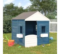 Playhouse Solid Fir Wood Blue 125x120x132 cm Lockable Door Flowerpots OutdoorXL