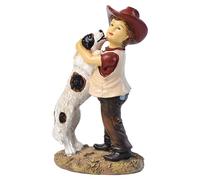 Playing Boy Statue - Cowboy and Dog Ornament Statue | Figure with Character Scene from Rural Life, Realistic Desktop Boy to Play with Dog Sculpture, Pastoral Cowboy Boy and W