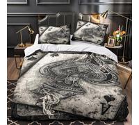 Playing Card 3D Print Poker Comforter Covers Duvet Cover for Boys Girls Quilt Cover with Pillow Cases Soft Microfiber Bedding Set with Zipper Closure 3 Pieces Single（140x200cm）