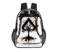 Playing Card Ace-s Tree Clear Backpack Heavy Duty Transparent Backpacks with Side Pockets PVC Bag for Work Sport Travel