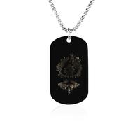 Playing Card Ace-s Tree Memorial Necklace Medallion Pendant with Long Chain Stainless Steel Rectangle Dog Tag for Men Women