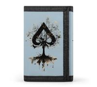 Playing Card Ace-s Tree Men's Trifold Casual Credit Card Holder Wallet with Id Window Minimalist Coin Purse