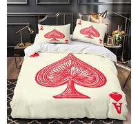Playing Card Comforter Covers 3D Printed Poker for Boys Girls Duvet Cover Quilt Cover Bedding Set with Zipper Closure with Pillow Cases Soft Microfiber 3 Pieces Super King（260x220cm）