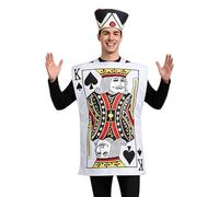 Playing Card Costume - Double Sided Funny Jack Queen King Spades Cosplay Outfit | Carnival Masquerade Suit with Hat | Halloween Party Role Play Photography Prop Set for Adults Teens