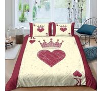 Playing Card for Boys Girls Comforter Covers Quilt Cover Duvet Cover 3D Printed Poker Soft Microfiber Bedding Set with Pillow Cases with Zipper Closure 3 Pieces King（220x240cm）