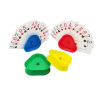 Playing Card Game Holder - 4PCS - Hands Free Triangle Shaped Poker Tray Little Hands Cards Holder Tray For Kids, Seniors | 4 Colors Poker Game Card Holders For Parties, Activities, Not Included Cards