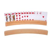 Playing Card Holder, 2 Wooden Hands- Cards Holder for Canasta, Poker Parties, Bridge, Canasta, Curved Wood Card Organizer, Game Holder Stand for Kids Adult Seniors, Family Card Game Nights