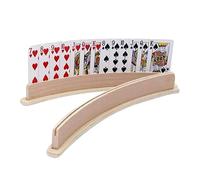 Playing Card Holder Stand - Ergonomic Wooden Curve, No-Slip Card Slots | 2pcs Organizer Tray Set With Polished Build, Classic Style For Poker, Bridge, And Canasta Games For Seniors, Kids, Adults