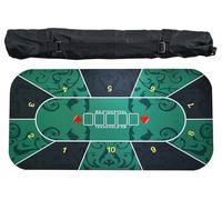 playing card mat, 10 Players Texas Hold'em Poker Rubber Mat, Table Top Layout with Carrying Bag for Games(1.2 x 0.6 M)