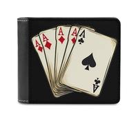 Playing Cards-Aces Bifold Wallet PU Leather Credit Card Holder Wallets Slim Front Pocket Money Clip