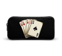 Playing Cards-Aces Pencil Case Durable Pen Pouch Organizer Stationery Pen Bag Makeup Bag for Women Men Gifts