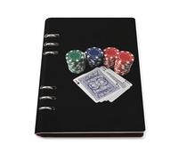 Playing Cards And Poker Chips 6 Ring Refillable Notebook Binder A5 Planner Book Foldable Loose-Leaf Notebooks with 90 Sheets Paper