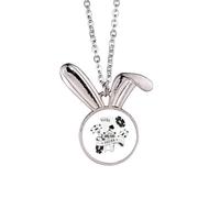 Playing Cards Chips Gambling Utensils Pattern Rabbit Necklace Pendant Bunny Animal Jewelry Gift