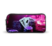 Playing Cards Dice and Chips Abstract Art Casino Pencil Case Cute Pen Pouch Cosmetic Bag Pecil Box Organizer for Travel Office