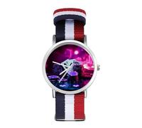 Playing Cards Dice and Chips Abstract Art Casino Sport Watch for Men Women Nylon Strap Wrist Watch Analog Quartz Watch