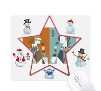 Playing Cards Illustration K Q Pattern Christmas Snowman Family Star Mouse Pad
